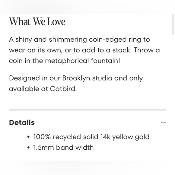 Catbird Jewelry Petite Gold Fountain Ring - Picture 13 of 16